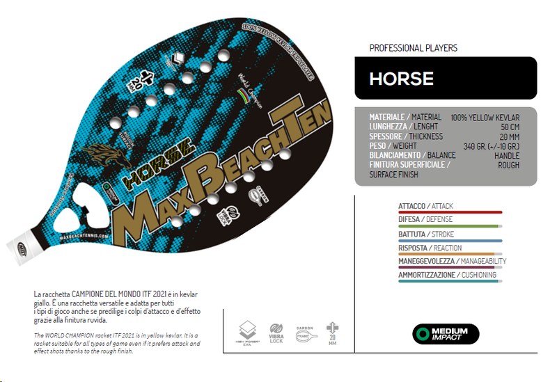 MBT - RAQUETE BEACH TÊNNIS HORSE + CAPA + 2 BOLAS